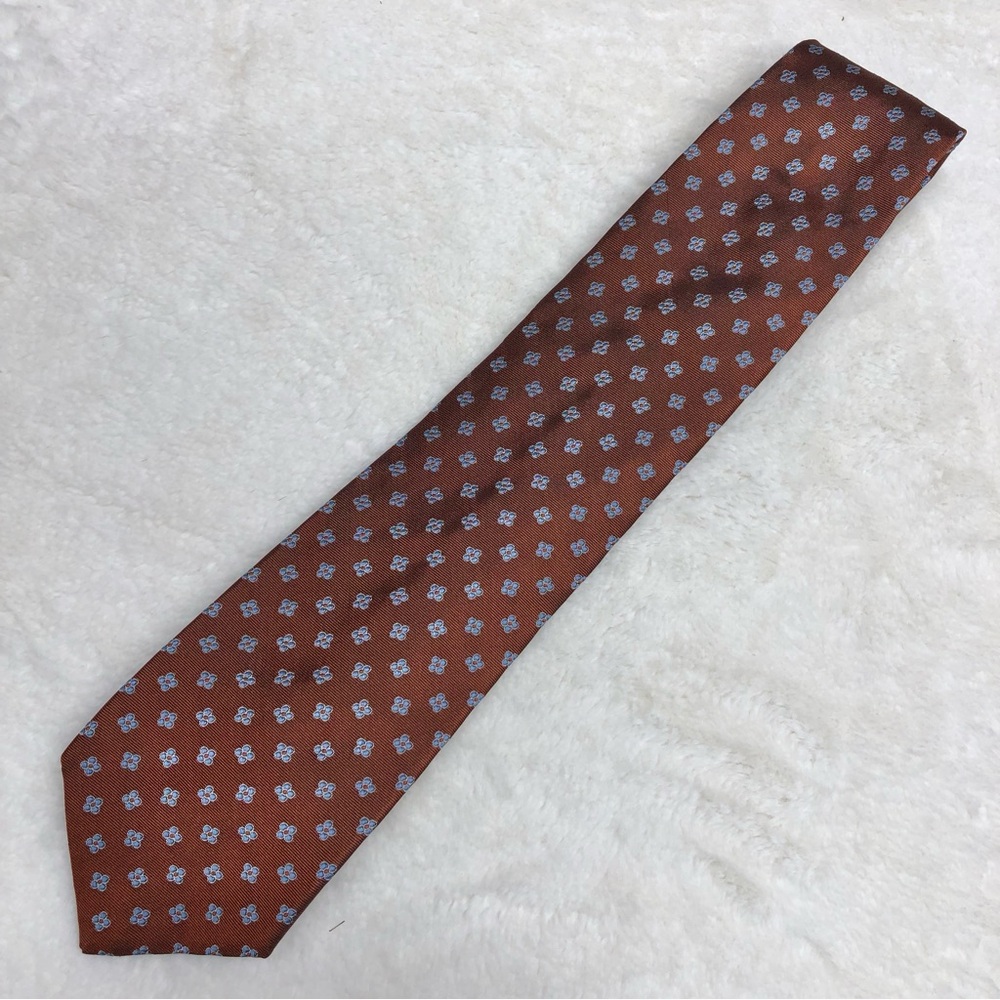 Tom James Royal classic silk Elegant Brown Patterned Men's Tie tall man